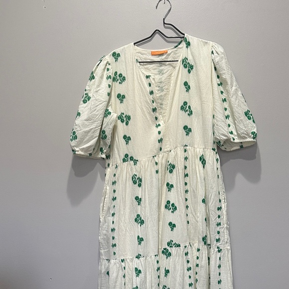 OLIPHANT Tuckernuck Wicklow Puff Sleeve Embroidered Print Maxi Midi Dress - Picture 10 of 10